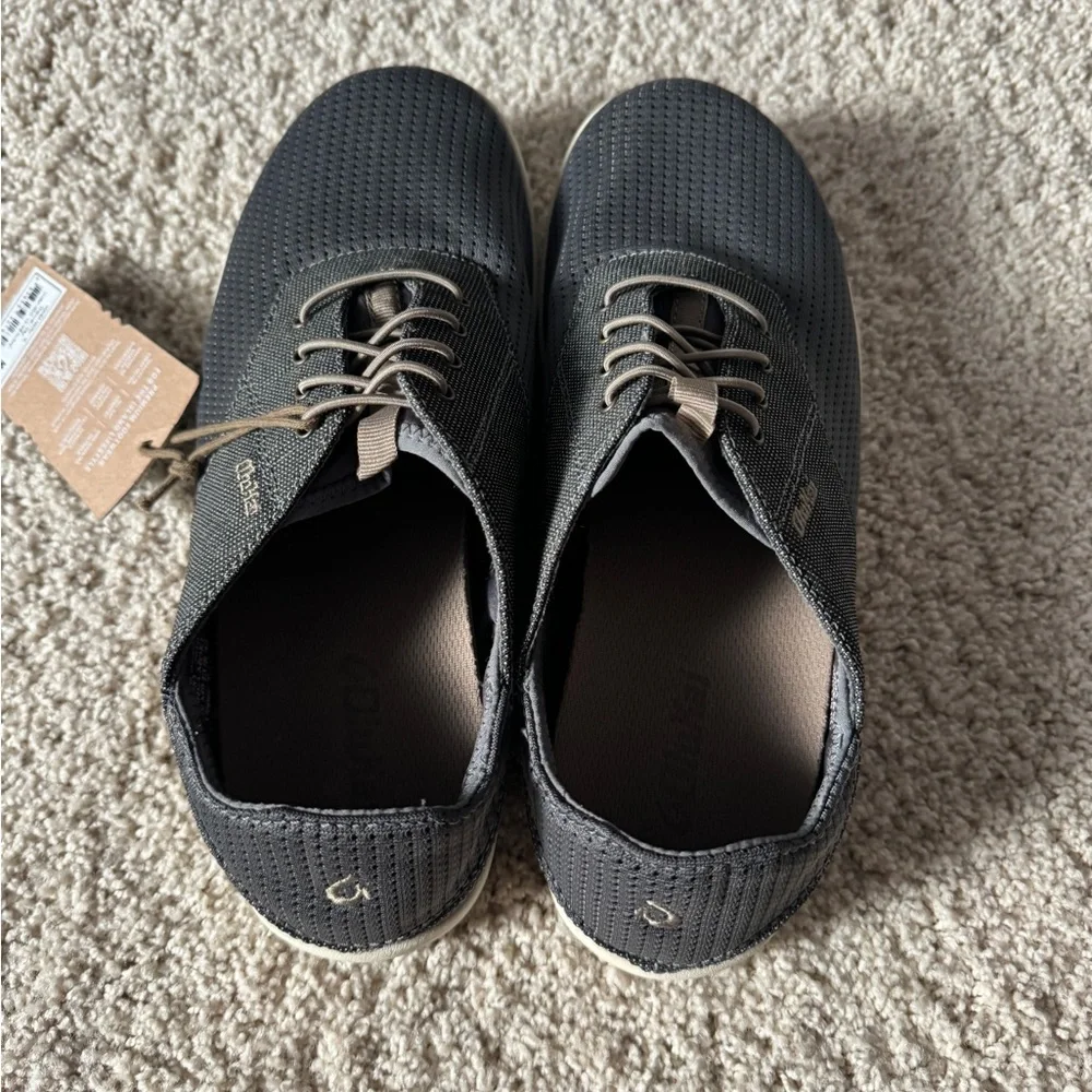 Nohea Moku mens no tie boat shoes gray charcoal clay 9